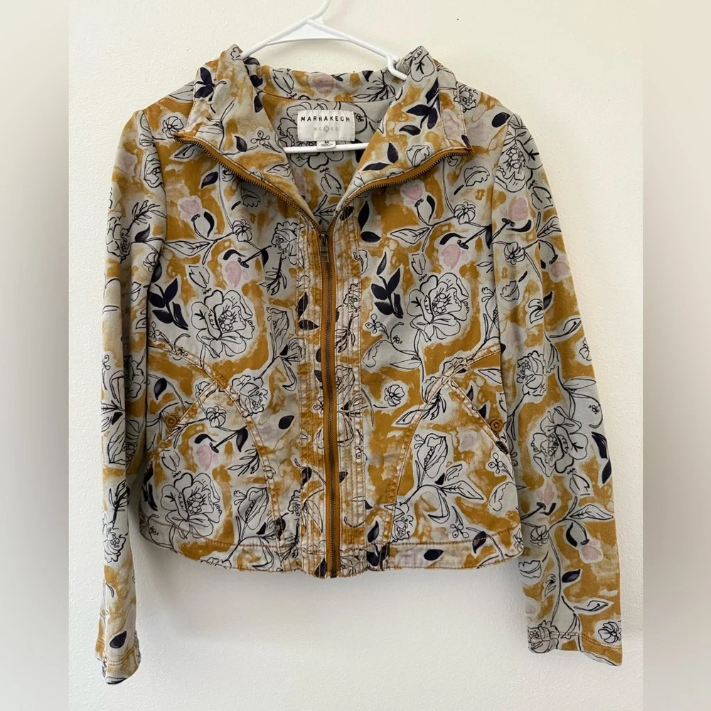 Anthropologie Marrakech Full Zip Floral Jacket size medium - Picture 2 of 9